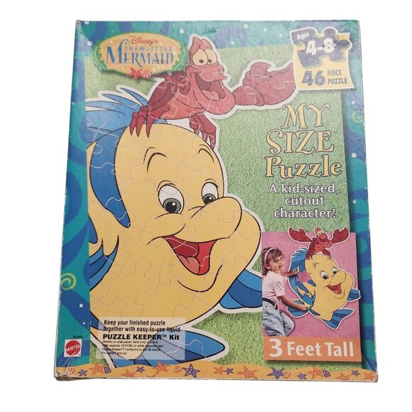 Mattel Other - Vintage Disney 90s The Little Mermaid Flounder Sebastian My Size Puzzle
